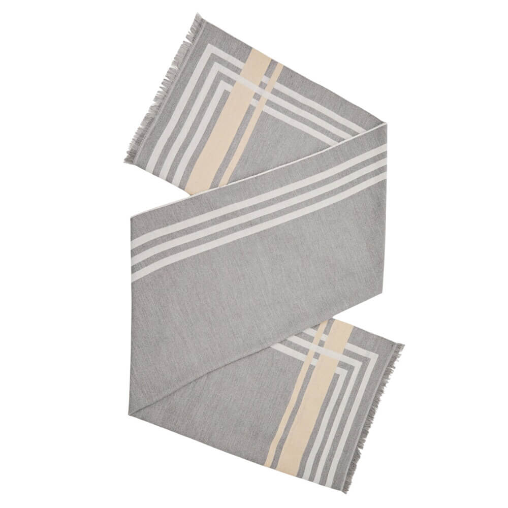 REISS Camila Border Stripe Fringed Scarf
